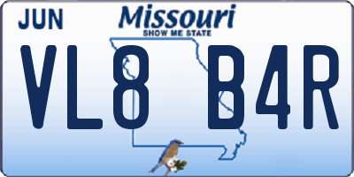 MO license plate VL8B4R