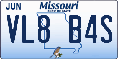 MO license plate VL8B4S