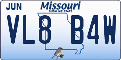 MO license plate VL8B4W