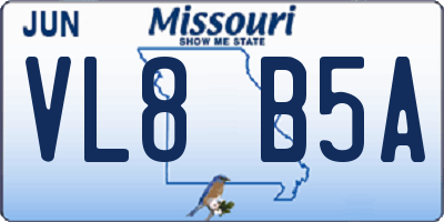 MO license plate VL8B5A