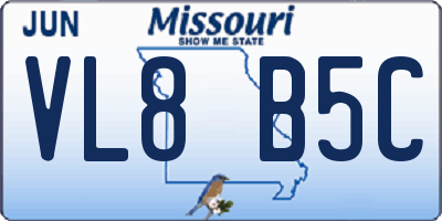 MO license plate VL8B5C