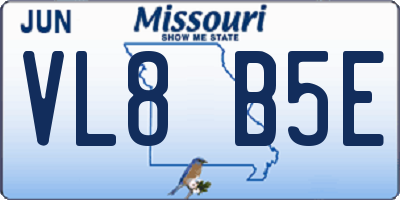 MO license plate VL8B5E