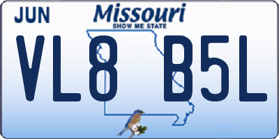 MO license plate VL8B5L