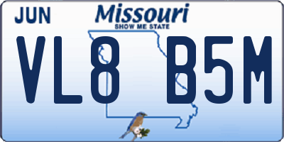 MO license plate VL8B5M