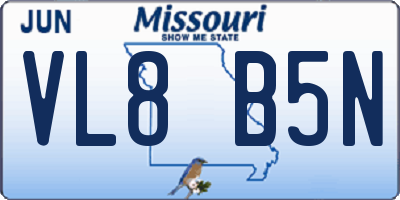 MO license plate VL8B5N