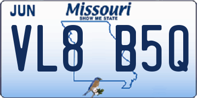 MO license plate VL8B5Q