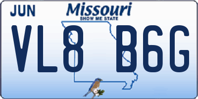 MO license plate VL8B6G