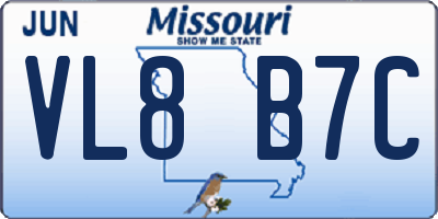 MO license plate VL8B7C