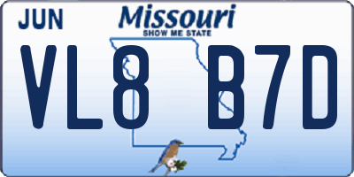 MO license plate VL8B7D