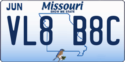 MO license plate VL8B8C