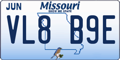 MO license plate VL8B9E