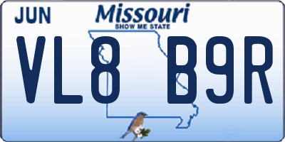 MO license plate VL8B9R