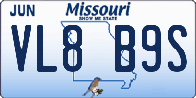 MO license plate VL8B9S