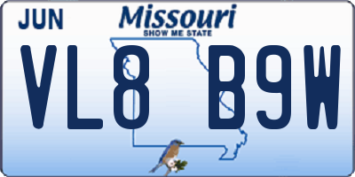 MO license plate VL8B9W