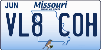 MO license plate VL8C0H