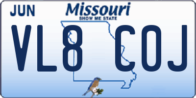 MO license plate VL8C0J
