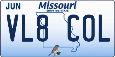 MO license plate VL8C0L