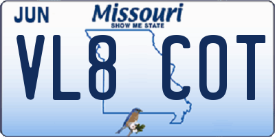 MO license plate VL8C0T