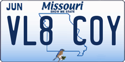 MO license plate VL8C0Y
