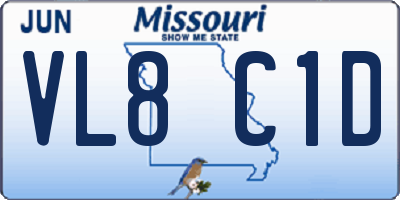 MO license plate VL8C1D