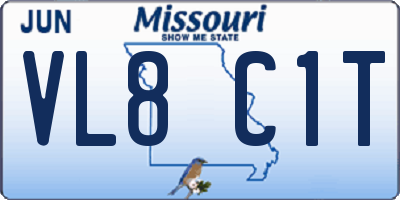 MO license plate VL8C1T