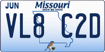 MO license plate VL8C2D