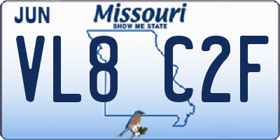 MO license plate VL8C2F