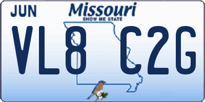 MO license plate VL8C2G