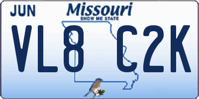 MO license plate VL8C2K