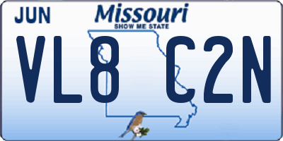 MO license plate VL8C2N