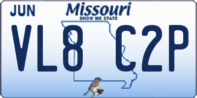 MO license plate VL8C2P