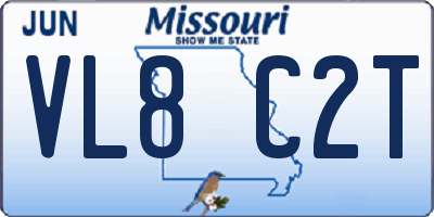 MO license plate VL8C2T