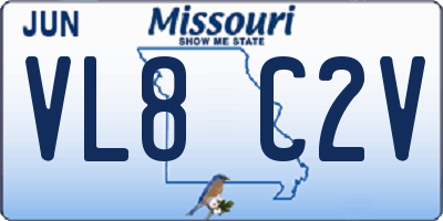 MO license plate VL8C2V
