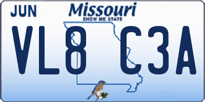 MO license plate VL8C3A