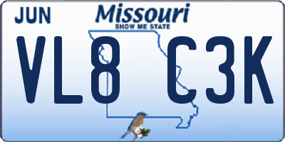 MO license plate VL8C3K