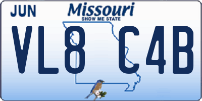 MO license plate VL8C4B
