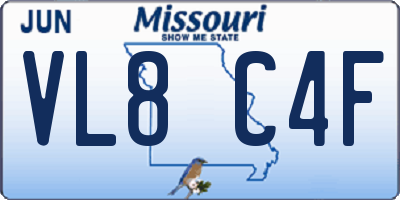 MO license plate VL8C4F