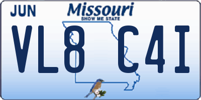 MO license plate VL8C4I
