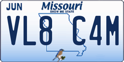 MO license plate VL8C4M