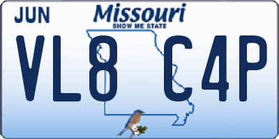 MO license plate VL8C4P