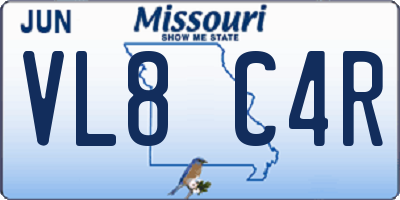 MO license plate VL8C4R