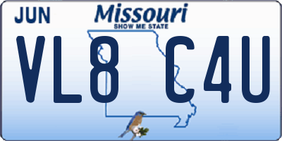 MO license plate VL8C4U