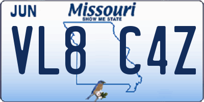MO license plate VL8C4Z
