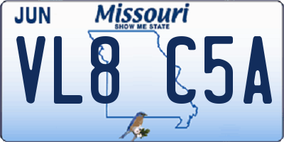 MO license plate VL8C5A