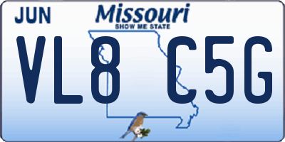 MO license plate VL8C5G
