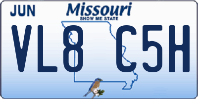 MO license plate VL8C5H