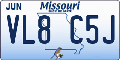 MO license plate VL8C5J