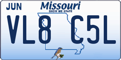 MO license plate VL8C5L