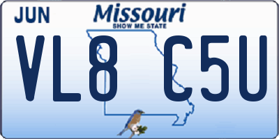 MO license plate VL8C5U