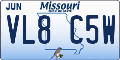 MO license plate VL8C5W